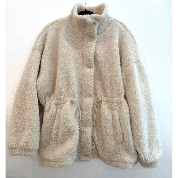 Dazy Jackets & Blazers - Dazy Size XL Lined Ivory Beige Soft Sherpa Fleece Teddy Drop Shoulder Jacket